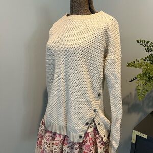Women's Cream Sweater with Asymmetric Side Buttons